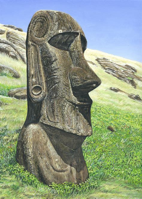 Moai With Flowers Painting By Brent Charbonneau Fine Art America