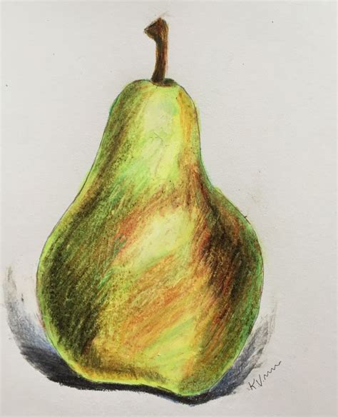 Pear Green Pear Drawing Oil Pastel Pear Art Pear Drawing Color