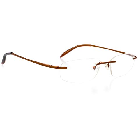 optical eyewear oval shape metal rimless frame prescription eyeglasses rx cocoa