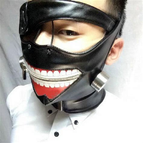 New Tokyo Ghoul Kaneki Ken Mask Adjustable Zipper Masks Pu Leather Cool