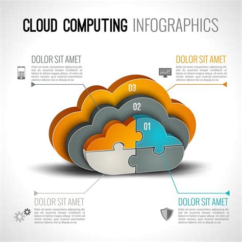 Cloud Computing Infographics Set With 3d Chart And Data Elements Vector