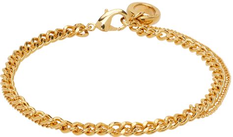 A P C Gold Minimalist Bracelet SSENSE