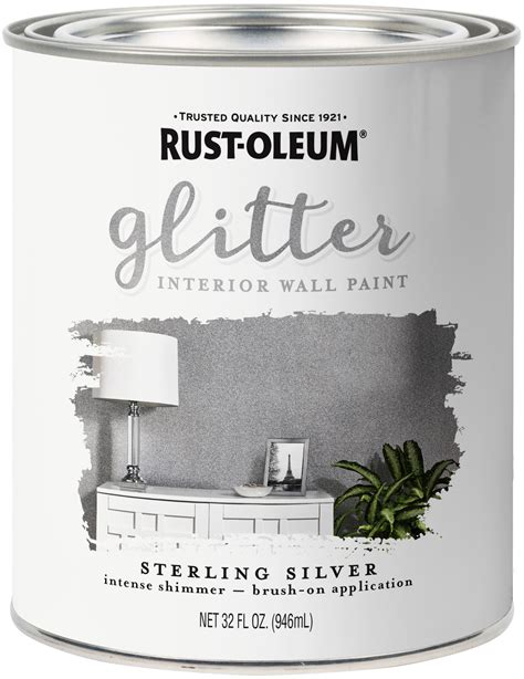 Rust Oleum Sterling Silver Glitter Interior Wall Paint Qt