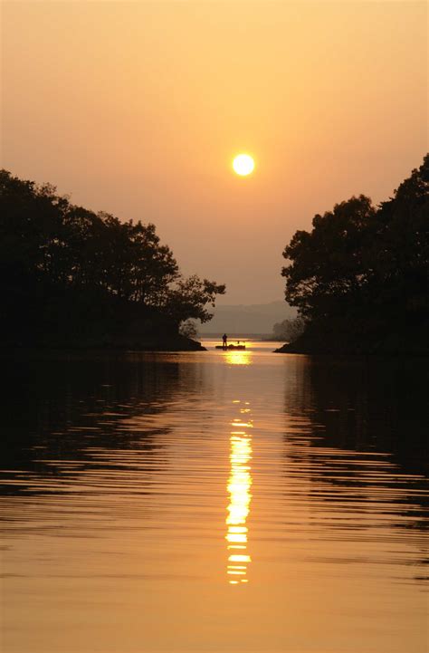 Free Images Sea Sun Sunrise Sunset Boat Sunlight Morning Lake
