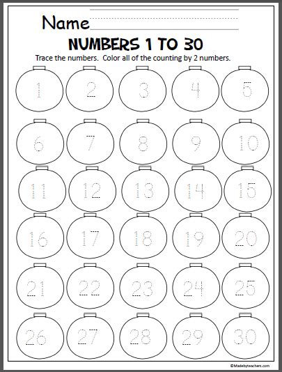 Trace Numbers 1 30 Worksheet