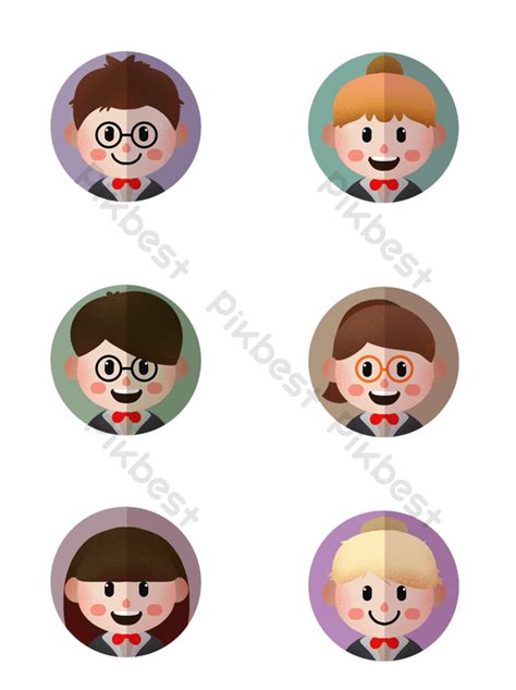 Flat Cute Children Character Avatar Vector Elements Png Images Psd