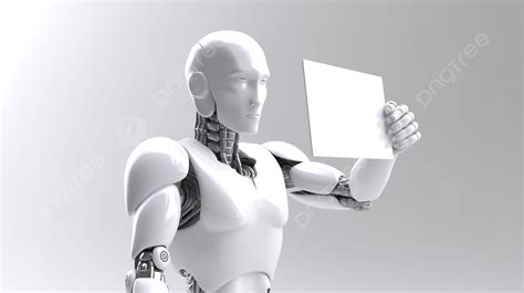 روبوت يحمل لافتة 3d أداء إنسان آلي صورة الخلفية للتحميل مجانا