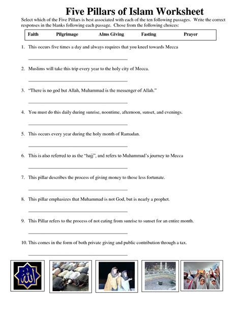 5 Pillars Of Islam Worksheet Worksheet