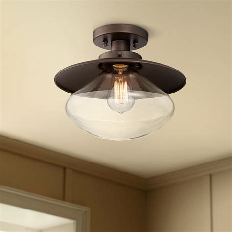 360 Lighting Harlow Modern Farmhouse Glass And Bronze Ceiling Light