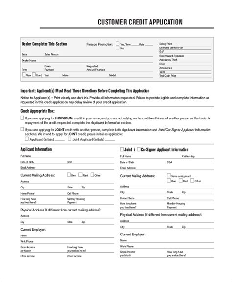 Free 12 Sample Credit Application Form In Pdf Ms Word Excel