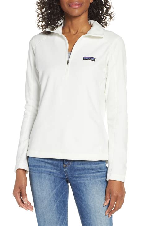 Womens Patagonia Micro D Quarter Zip Fleece Pullover Size Large White Pullover Nordstrom