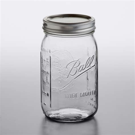 Ball 67000 32 Oz Quart Wide Mouth Glass Canning Jar With Silver Metal