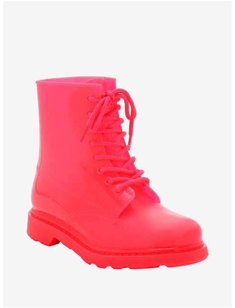 Neon Pink Bright Lights Combat Boots Hot Topic