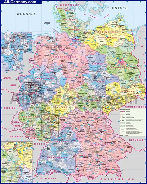 Карта Германии Подробная карта Германии на русском языке Карта