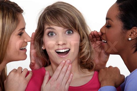 Three Girls Gossiping Stock Image Colourbox
