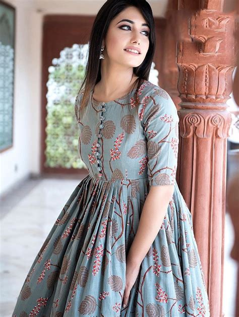 light steel blue muslin printed long kurti long kurti designs frock fashion kalamkari dresses