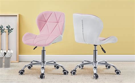 Tukailai 1pcs Adjustable Desk Chair Pink And White Color Matching Faux