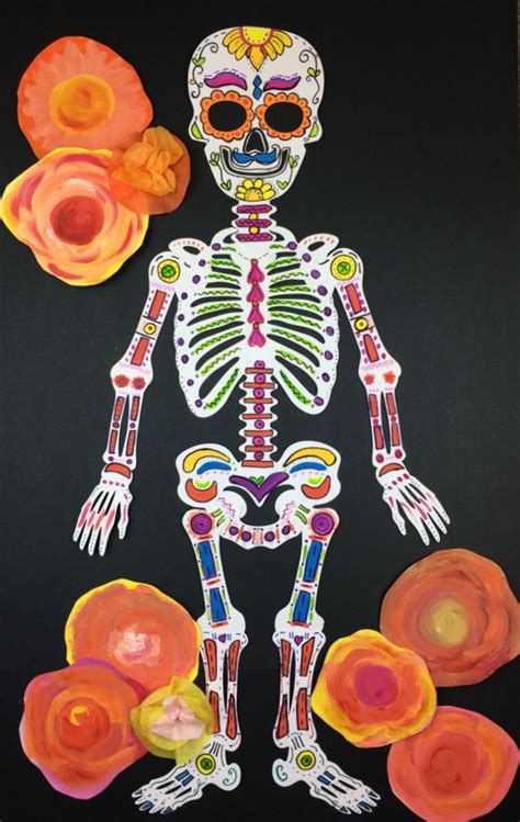 Dia De Los Muertos Paper Skeletons Painted Paper Art