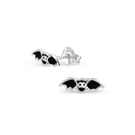 Bat Halloween Sterling Silver Stud Earrings By Ellie Ellie