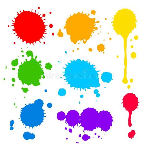Splats Y Gotas De La Pintura Coloreada Ilustración Del Vector