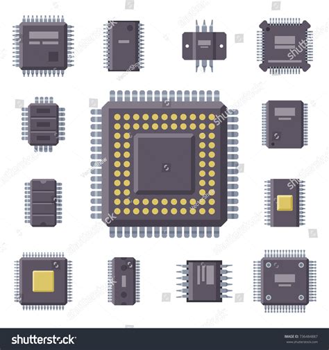 Cpu Microprocessors Microchip Vector Illustration Hardware Stock Vector