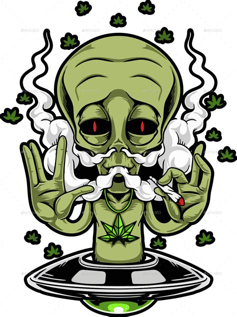 Alien Smoking Weed Vectors Graphicriver