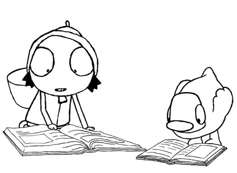 Reading Sarah and Duck Coloring Pages | Educative Printable | Coloring