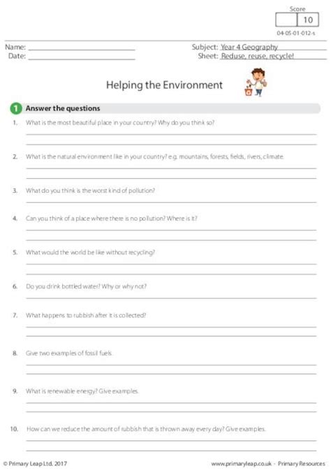 Uk Helping The Environment Worksheet World
