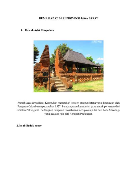 Geografi Era Tadiani Perbaikan Rumah Adat Dari Provinsi Jawa Barat