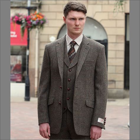 Harris Tweed Brown Herringbone 3 Piece Suit Cwmenswear