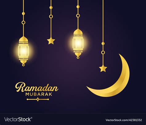 Golden Ramadan Mubarak Banner And Poster Template Vector Image