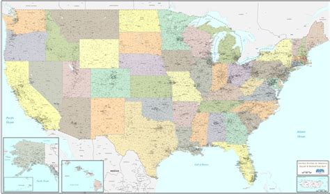 Countytown United States Office Wall Map Laminated