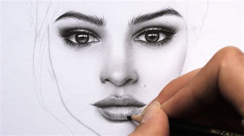 Drawing And Shading A Female Face With Graphite Pencils Portrait Of Emily Ratajkowski Youtube