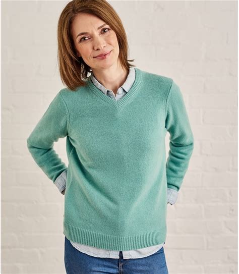 Thyme Marl Womens Lambswool V Neck Sweater Woolovers Us