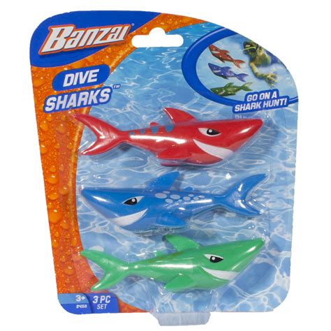 Banzai Swimming Pool Diving Toys Sharks 3 In A Pack Ages 3 Walmart