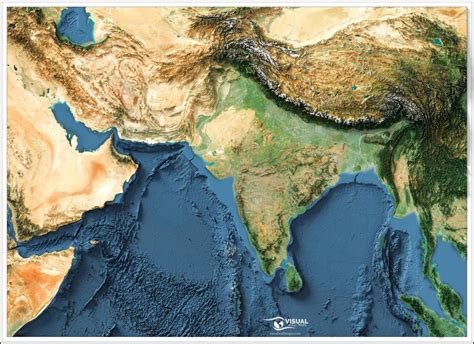 A Shaded Relief Map Of South Asia Rendered From 3d Maps On The Web
