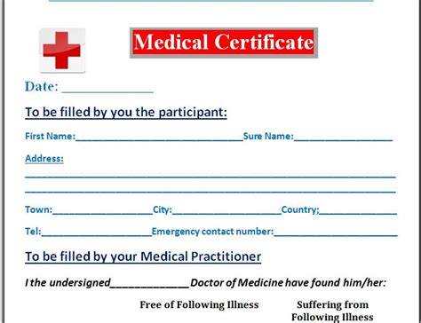 Fake Medical Certificate Template