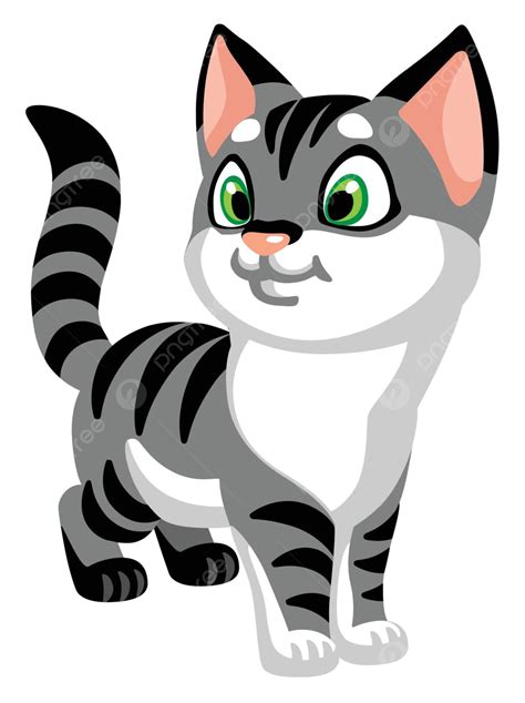 Kartun Kucing Abu Abu Kucing Lucu Menggemaskan Vektor Imut Anak