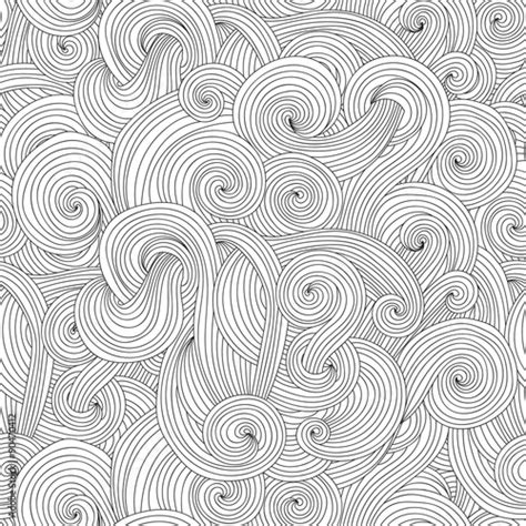 Abstract Hand Drawn Waves Seamless Pattern Zentangle Background