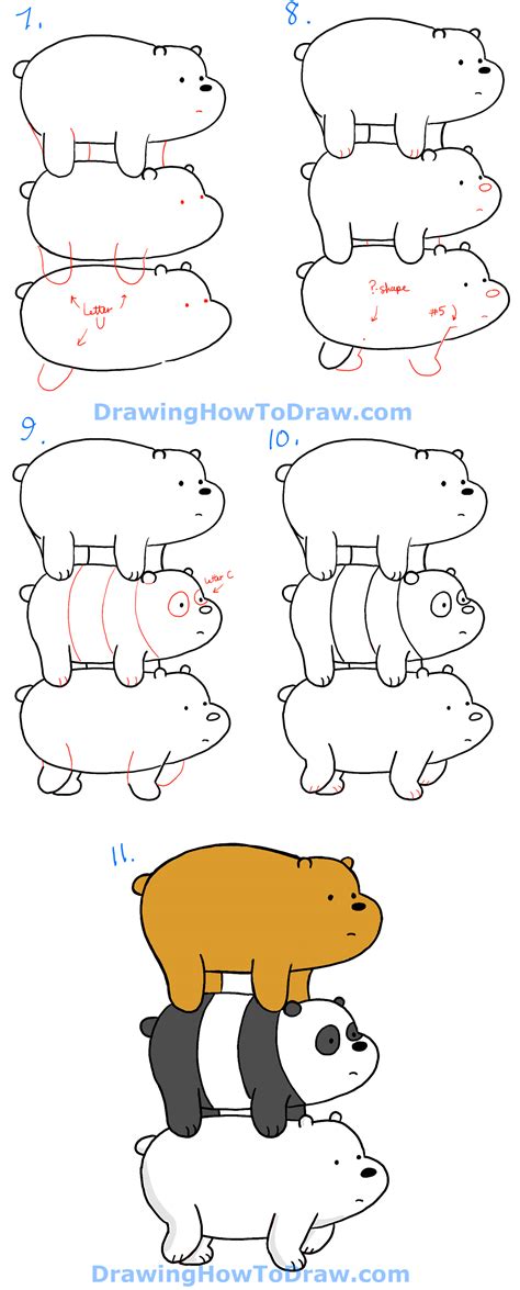 How to draw cardi b. How to Draw Grizzly, Panda and Ice Bear from We Bare Bears ...