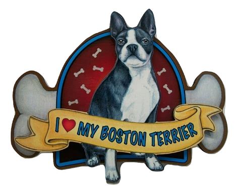 I Love My Boston Terrier Artwood Fridge Magnet