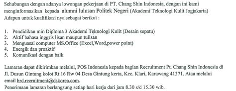 Free import and export records for pt. PT Chang Shin Indonesia - POLITEKNIK ATK YOGYAKARTA