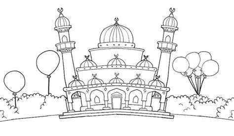 Mewarnai Gambar Masjid Anak Tk Ide Warna Warni