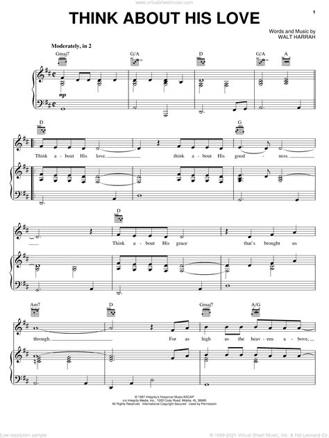 Think About His Love Sheet Music For Voice Piano Or Guitar Pdf