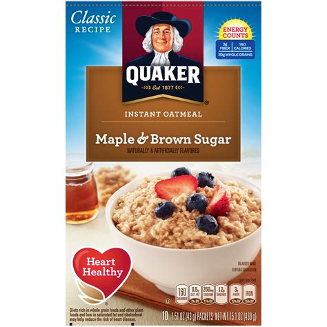 Quaker Instant Oatmeal Maple And Brown Sugar 10 1 51 Oz 43 G Packets [15 1 Oz 430 G ]