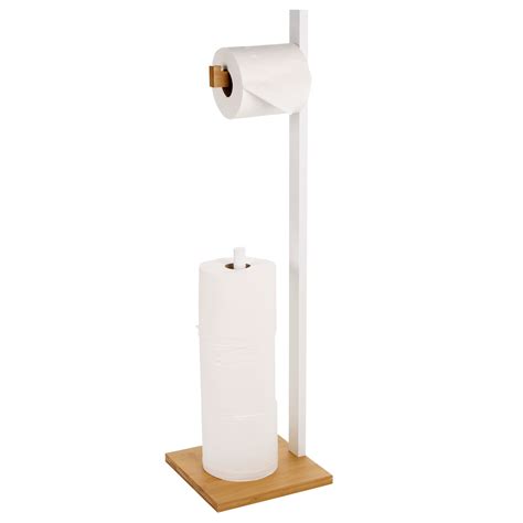 Free Standing Wooden Toilet Paper Roll Holder Tissue Dispenser Storage