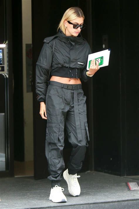 hailey baldwin rocks an all black outfit as she heads to café mogador in new york city