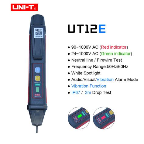 Uni T Ut12e Ut12m Socket Wall Ac Voltage Detector Indicator 24v 1000v