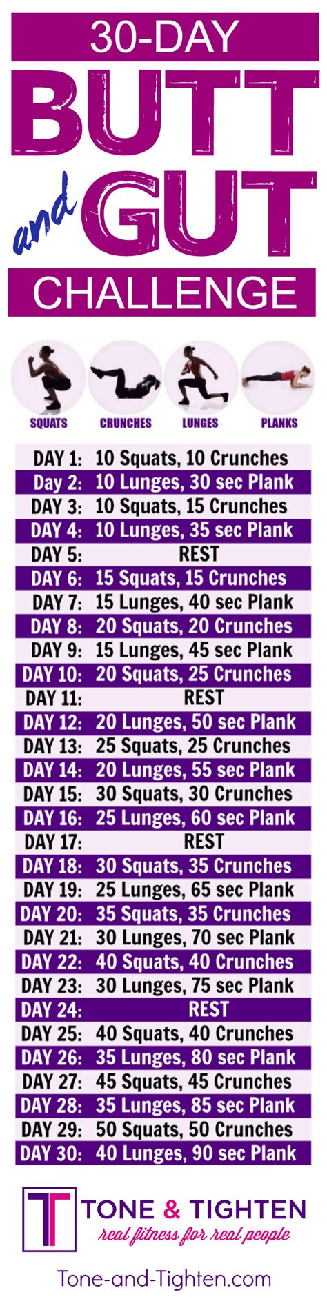 30 Day Workout Plan For Your Butt And Abs Tone And Tighten