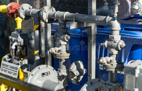 A Detail Of Commercial Building Natural Gas Meters Stock Photo Image